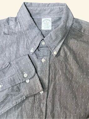 Brooks Brothers Milano Fit Button Down Shirt Men's XL Gray Geometric Pattern
